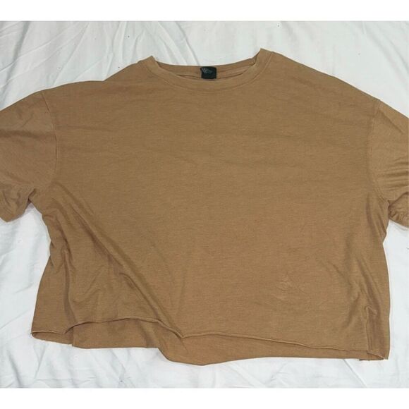 Wild Fable cognac brown short sleeve crop top | Sz L - Picture 2 of 3